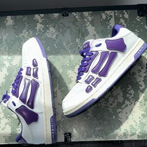 AMIRI White and Purple Skel-top low sneakers